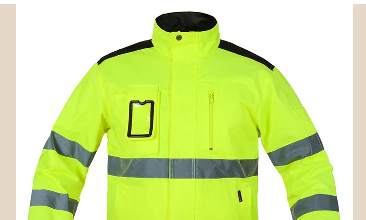 Светоотражающая куртка+ брюки высокая видимость мужские уличные рабочие Топы флуоресцентные желтые мульти-карманы безопасность Спецодежда Набор Одежды