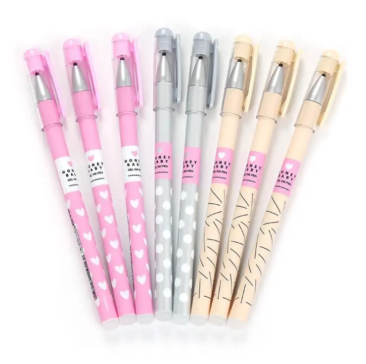

12pcs/set Cute Heart Dots Erasable Pen Blue Black Ink Magic Ballpoint Pen Writing School Chancery Supplies Stationery 0.38mm