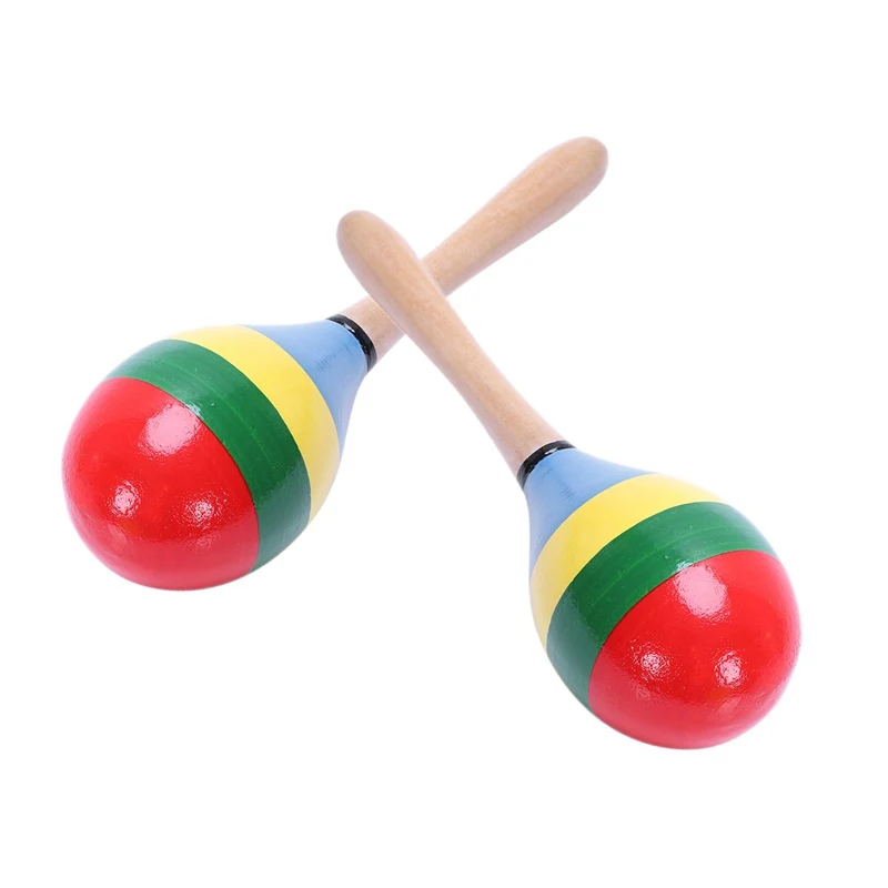 

2Pcs Sand Hammer Rattle Musical Instrument Wooden Egg Ball Kids Gift Toy