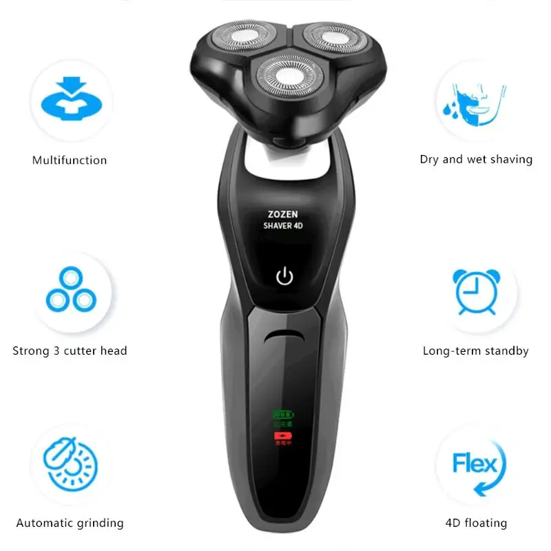 4D роторная влажная сухая электробритва многофункциональная Мужская USB автомобильная зарядка для мытья тела бритва, нос для стрижки волос
