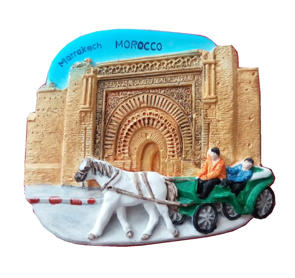 

Morocco Carriage Aromatherapy Cold Porcelain Hand-Painted 3D Fridge Magnets Travel Souvenirs Refrigerator Magnetic Sticker