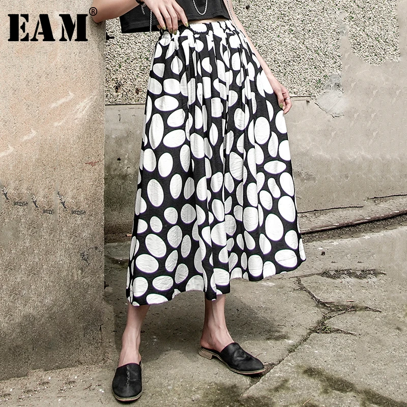 

[EAM] 2019 New Spring Summer High Elastic Waist Dot Pattern Personality Half-body Skirt Loose Big Size Women Fashion Tide JX581