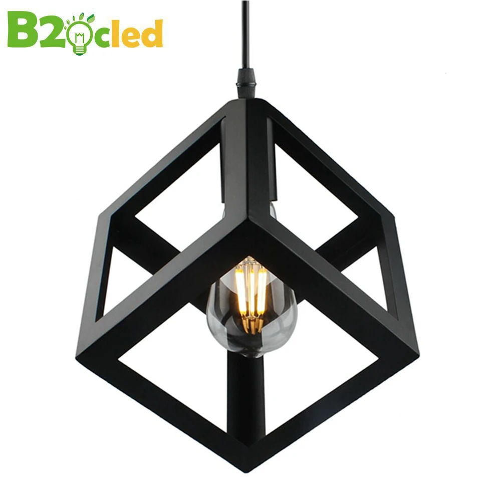 

B2OCLED Pendant light creative Vintage Style LED lamp square triangular iron lampshade loft lamp droplight for home decoration