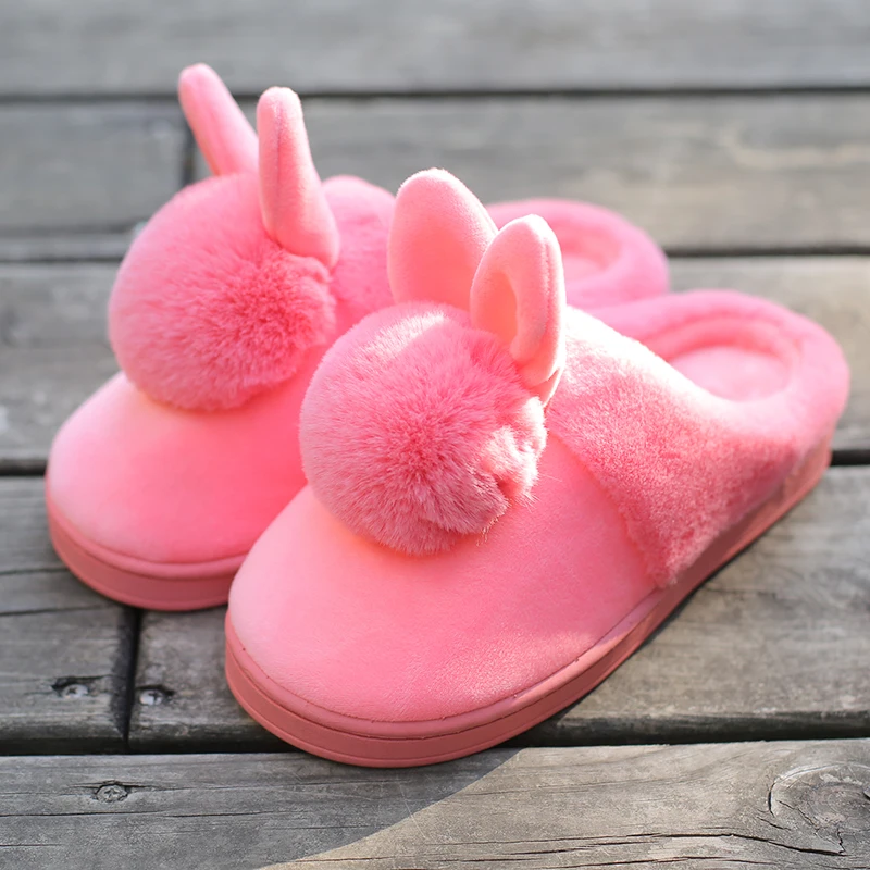 Женская обувь; розовые Тапочки; женские и мужские хлопковые тапочки; зимние домашние тапочки с милым кроликом для беременных женщин; Лидер продаж
