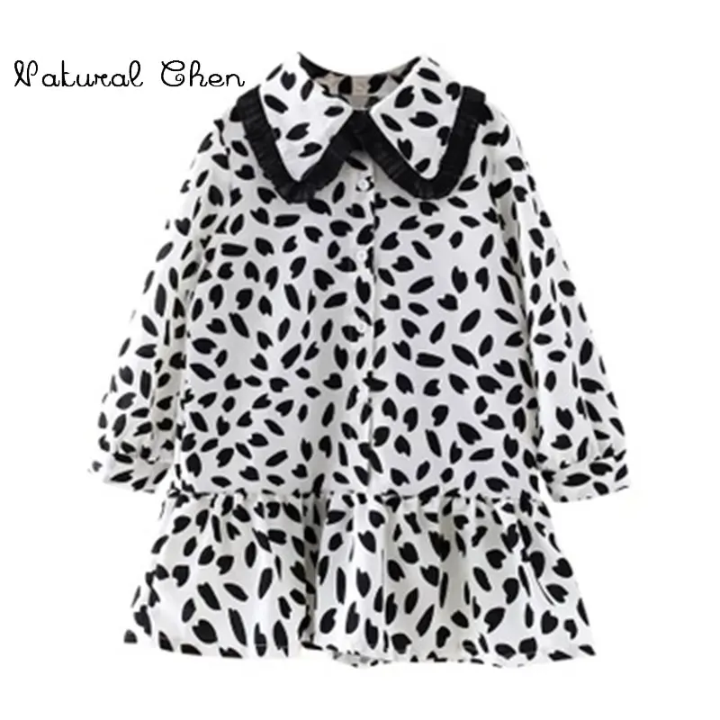 

Girls Chiffon Dress 2019 Spring New Children Korean Version Long Sleeve Doll collar Dress