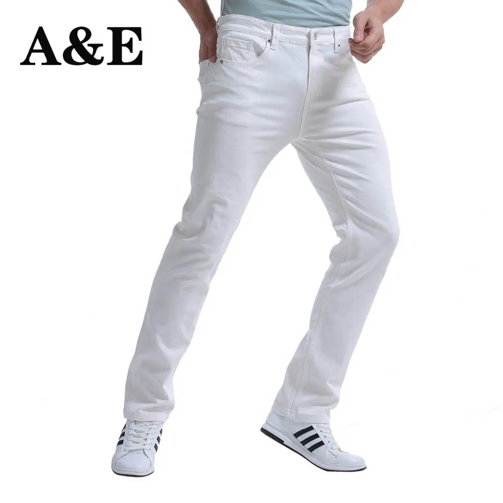 

Alice & Elmer Men's Fashion Slim Fit Straight Jeans Summer Casual Pants Denim Trousers Male Brand Designer 98% Pure Cotton