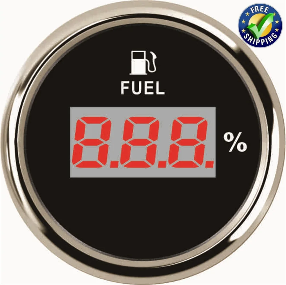 Auto Digital Display Fuel Level Meters 52mm Fuel Gauges Waterproof 9