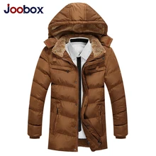 JOOBOX, зимние куртки, мужские хлопковые парки, Мужская одежда, пальто на молнии, мужское утепленное пальто с меховым воротником, ветрозащитное пальто с капюшоном