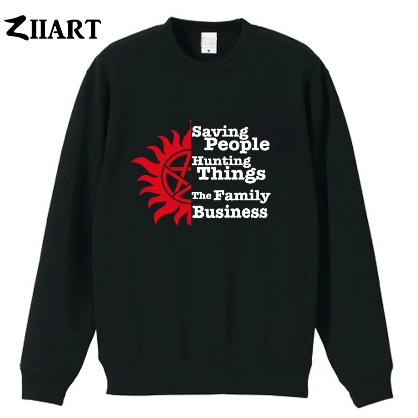 

Winchester supernatural saving people hunting things the family business boys man male cotton autumn winter fleece Sweatshirt