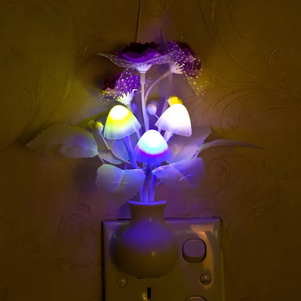 Милый цветной светодиодный ночник с сиреневым грибом, романтичный сиреневый ночной Светильник для домашнего декора, освещение, вилка стандарта США/ЕС|night light|lamp mushroomnight light lamp | АлиЭкспресс