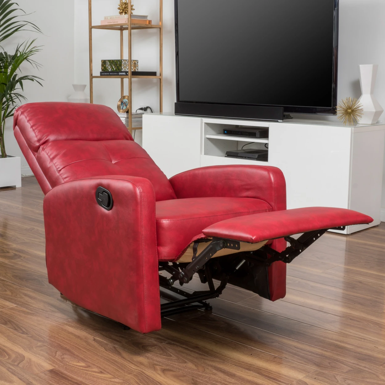Teyana Red Leather Recliner Club Chairin Living Room Chairs from Furniture on