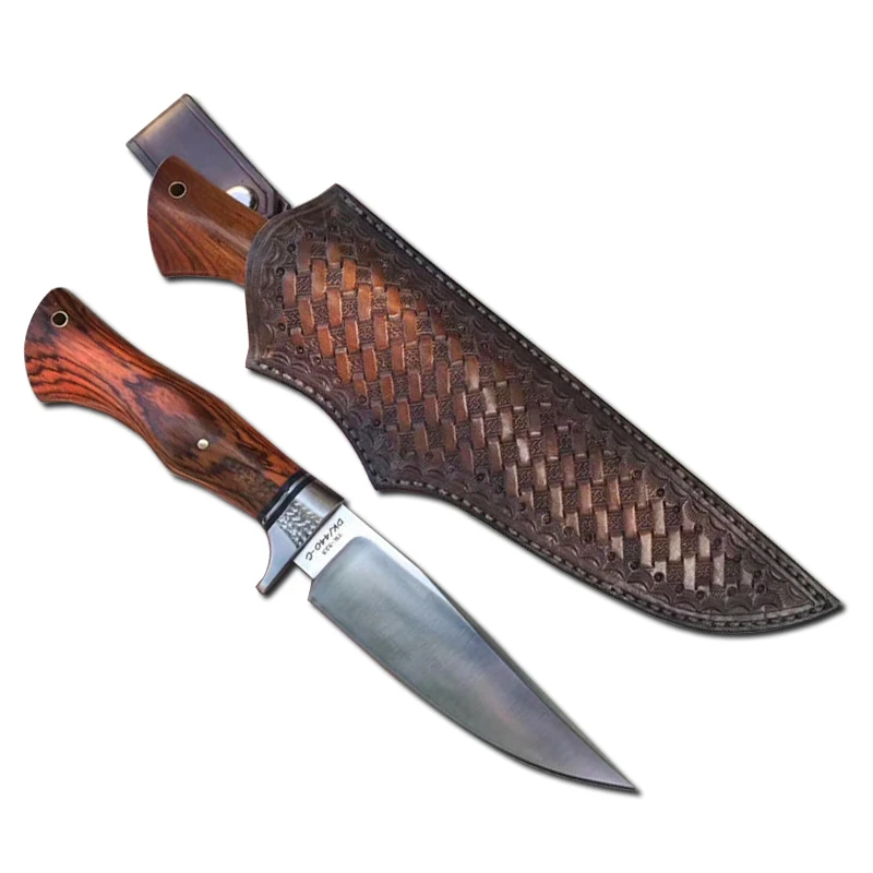 

DuoClang Tactical Survival Fixed Blade Knives Multiple cutting edge 440c Blade Cocobolo Wood Handle Utility Knife