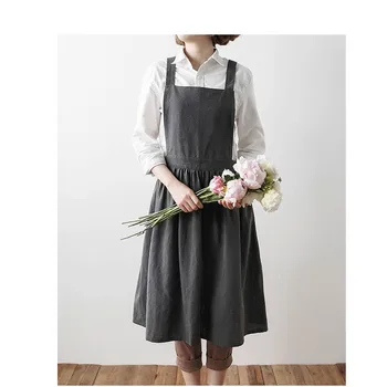 

Brief Nordic Wind Pleated Skirt Cotton Linen Apron Coffee Shops And Flower Shops Work Cleaning Aprons For Woman Washing Daidle