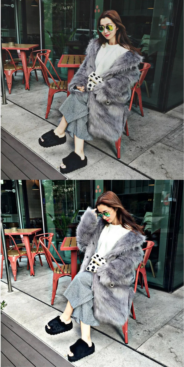 Clobee Winter Women's Faux Fur Coat Artificial Fur Overcoat Furry Jacket Femme Plus Size Warm Fake Fur Outwear Q922