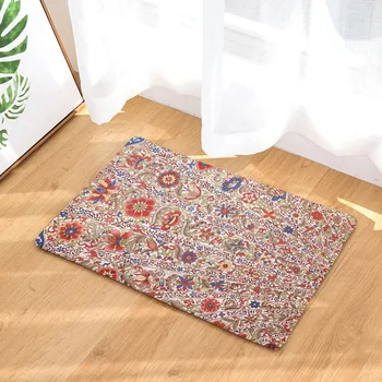 

Geometric Colorful Flower Printing Doormats Soft Living Room Carpets Bathroom Anti-slip Rug Light Flannel Home Decor