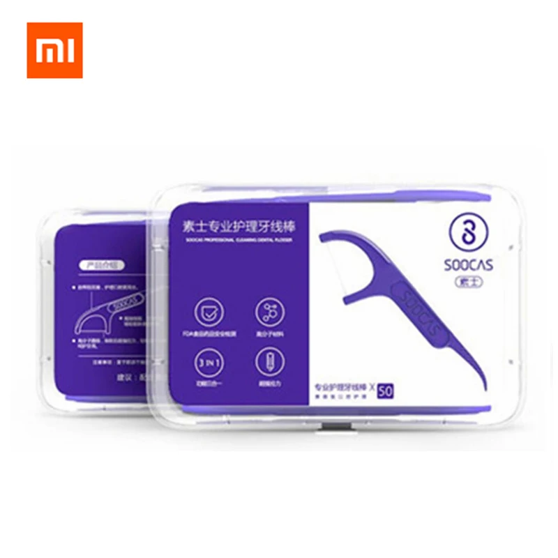 50 шт./кор. Xiaomi Soocare Профессиональный тончайший DentalFoss эргономичный дизайн