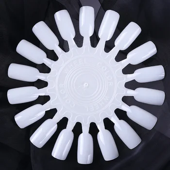 

White Clear False Nail Tips Nail Art Display Practice Color Card Round 18 Wheels Board Nail Design Tool Kits for Gel Nail Polish