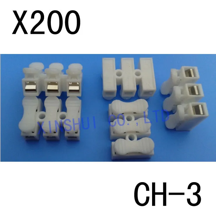200pcs 3pin CH3 Quick Connector cable clamp Terminal Block Spring