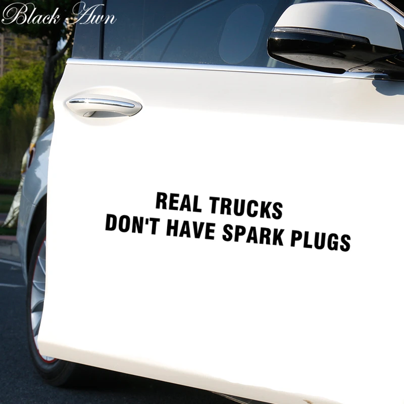 

Real Trucks Don't Have Spark Plug CAR BUMPER STICKER FUNNY HORSE EQUINE OFFROAD D148