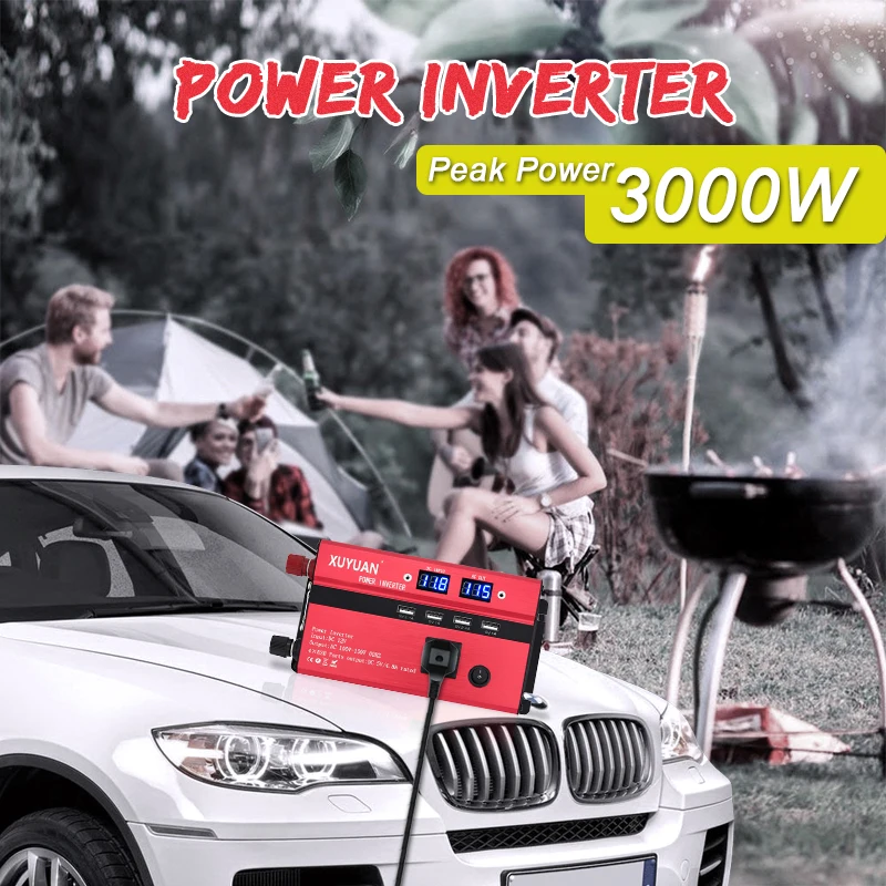 VicTsing Car Power Inverter DC 24V to AC 220V 3000W Inverter Pure Sine 4 USB Ports 1 Socket Power Inverter Charger 12V to 220V   (6)