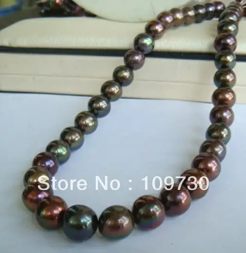

Jewelry 0011799 HUGE STUNNING10- 11MM 18" TAHITIAN NATURAL BLACK PEARL NECKLACE 14KGP