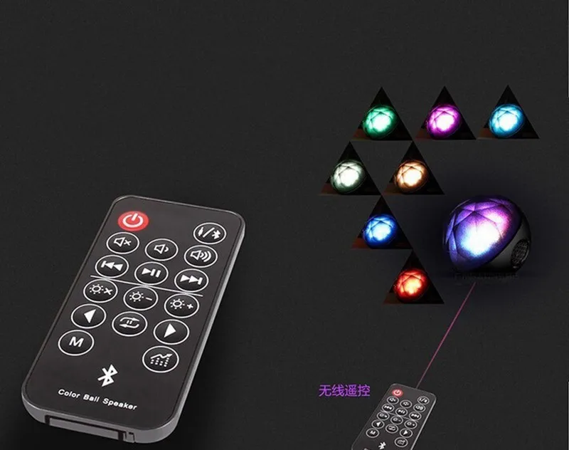 Multi-Цвет мяч Беспроводной Bluetooth Динамик с светодиодный свет магический кристалл Динамик с дистанционным Управление Поддержка TF карты FM