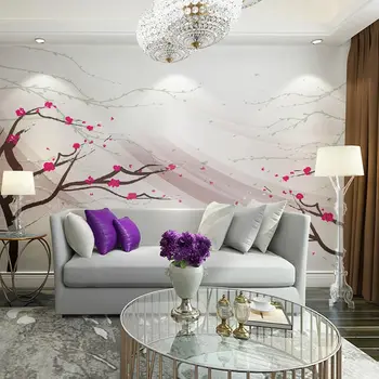 

Chinese Flower Painting Home Decor Frescos Photo Wallpaper Murals Living Room Bedroom Wall Papers 3D Self Adhesive Vinyl / Silk