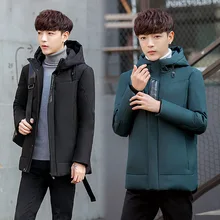 Зимние толстые белые пуховики на утином пуху Мужская брендовая одежда Мужская мода с капюшоном зимние пуховики Мужская верхняя одежда теплая парка JK-742