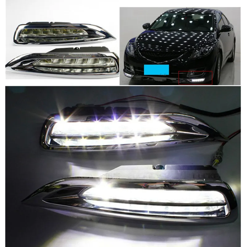 

Best Quality 12V LED Daytime Running Light For Mazda 6 2008 2009 2010 With Chromed Cover Dimming Style Relay DRL