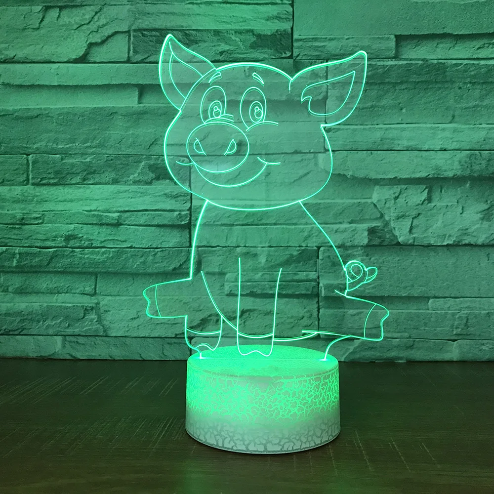 Новый интересный 3D светодиодный ночсветильник с USB 7 цветов изменение мультяшной