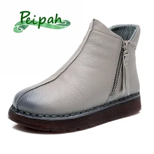 PEIPAH Women Boots Winter 100% Genuine Leather Women Ankle Boots Winter Retro Handmade Casual Flat Snow Shoes Martin Boots цена PEIPAH Women Boots Winter 100% Genuine Leather Women Ankle Boots Winter Retro Handmade Casual Flat Snow Shoes Martin Boots цены онлайн
