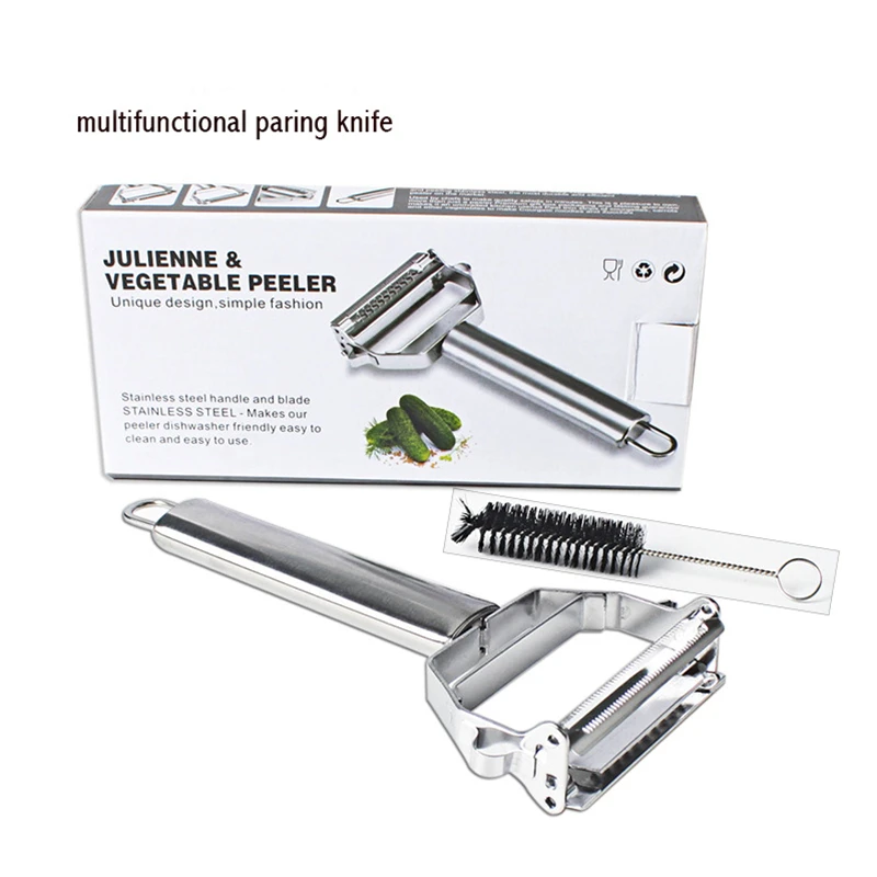 

Kitchen tools Color boxed Double head multi-function vegetable cutter grater Broken wire and paring knife brush Portable AB391