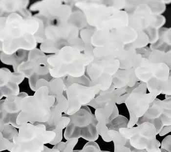 

DoreenBeads Retail White Lily Flower Frosted Acrylic Beads 10x4mm,sold per pack of 800