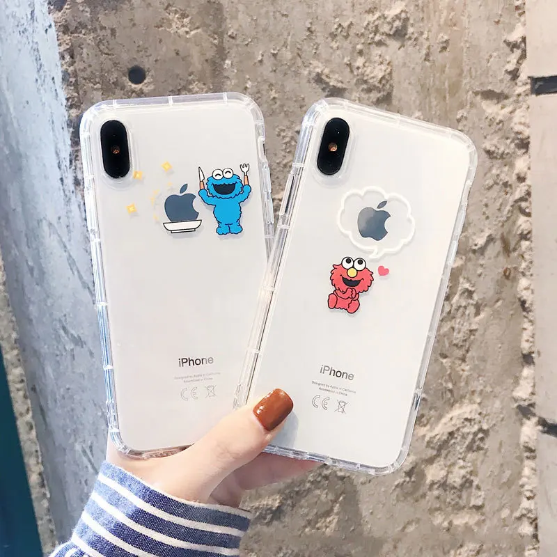 

Cartoon couple phone case for iPhone X XS XR XS Max 8 7 6 6S Plus drop-proof transparent protection back cover