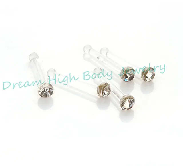 CLEAR Gem Crystal BIOPLAST NOSE STUDS NOSE RINGS Retainer Body Piercing