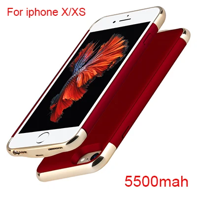 Чехол для аккумулятора 3500 мАч 4000 мАч для iPhone 6, 6s, 7, 8 Plus, 5500 мАч для iPhone X, XS, внешний аккумулятор, зарядное устройство для телефона, чехол для телефона - Цвет: X XS Red