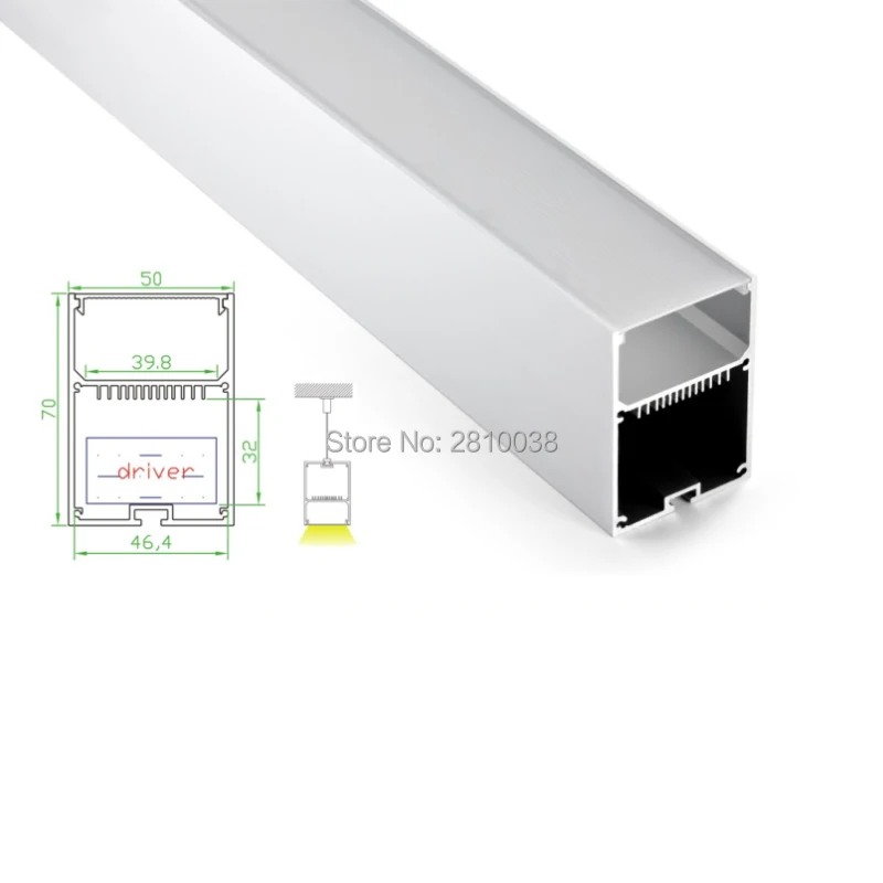 10X1 м наборы/лот U Тип заподлицо Светодиодная лента профиль и экструдированный светодиодный u-канал с внутренним драйвером для подвесного освещения