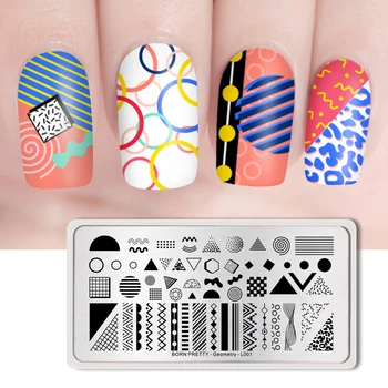 

BORN PRETTY 12 * 6cm Nail Stamping Plates Geometry Pattern Rectangle Nail Art Image Template For DIY Stamping