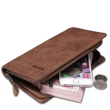 teemzone – Japen Hot Full Grain Cowhide Genuine Leather Zipper Closure Men Day Clutch Wallet Handbag Money Organizer J35