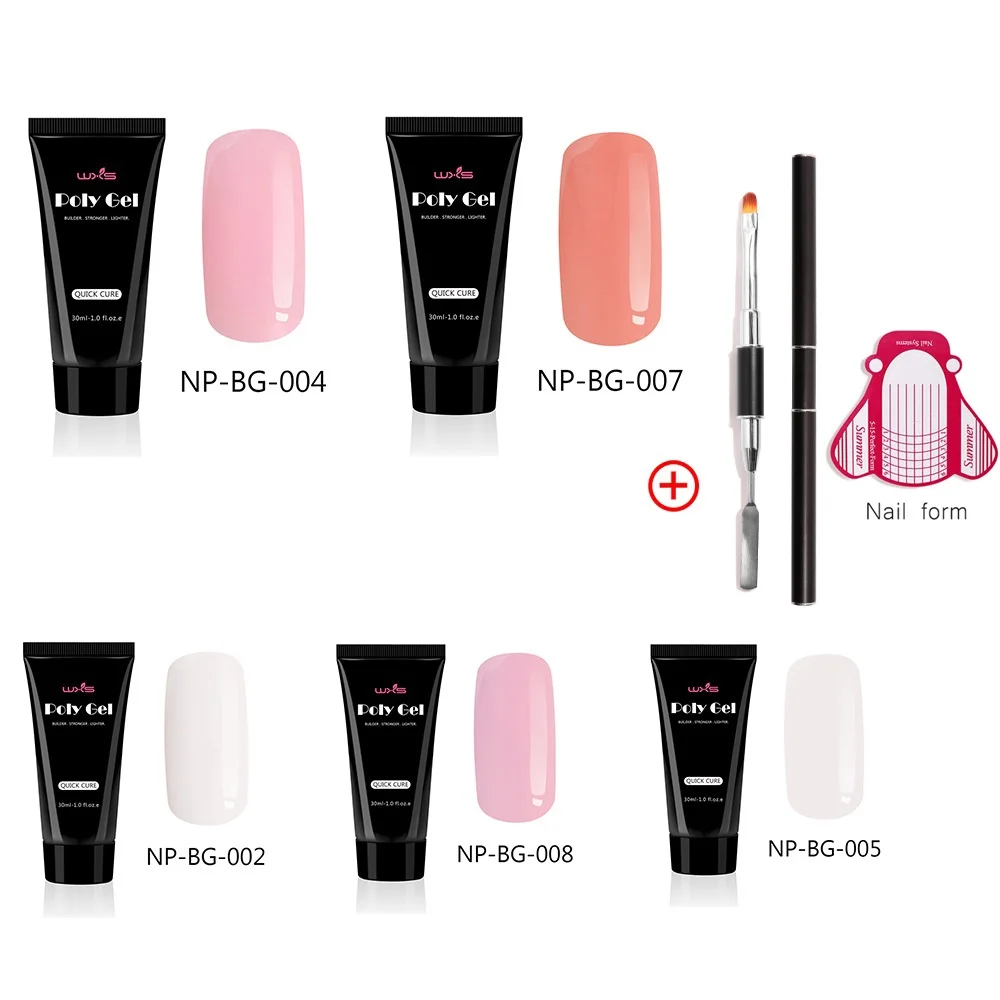 Set-NP-BG5 WXS Набор 30 г для дизайна ногтей поли гель быстрое наращивание 50 шт Профессиональная акриловая кривая для ногтей - Цвет: Set-NP-BG5