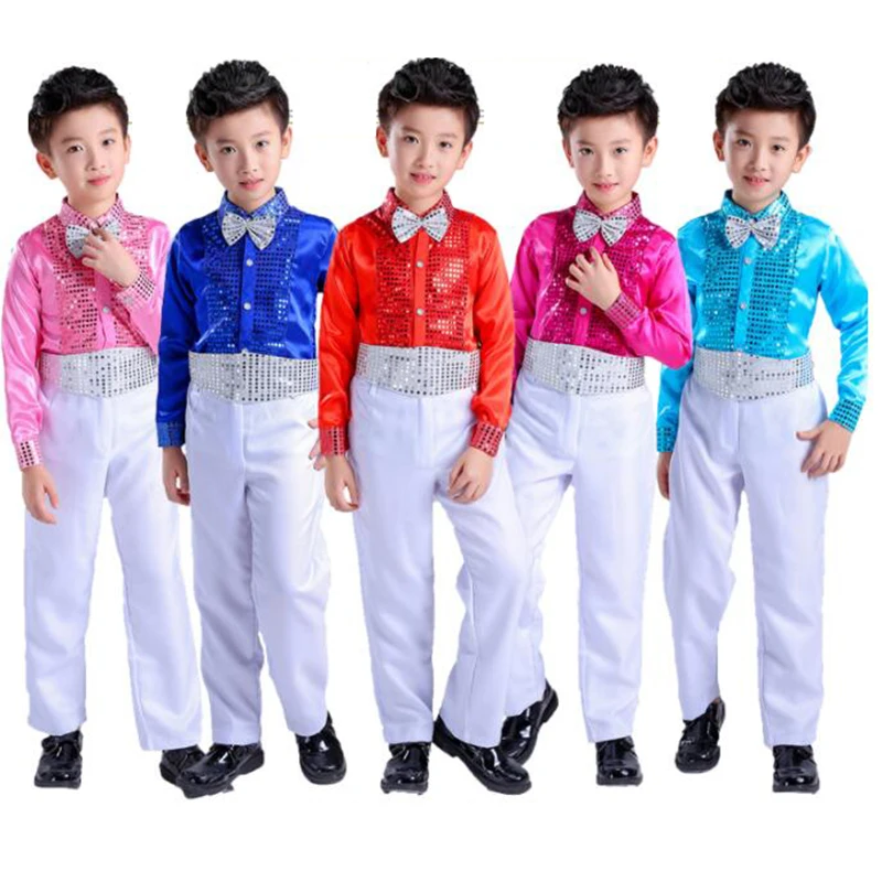 

Boys Children Student Sequins Jazz Stage Dance Perform Party Birthday Costume Gentleman Tracksuit Suit Sets For Boys Clothes 45