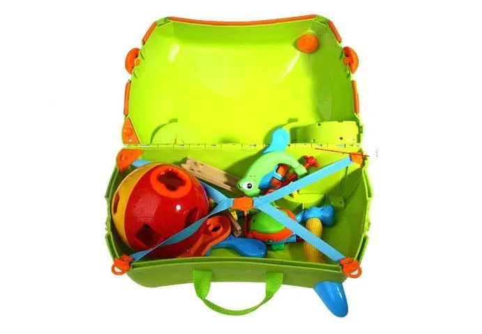 Модные креативные шкафчик Для мальчиков и девочек Детские Автомобили Toy Box багаж чемодан коробка тяга может сидеть ездить флажок Детский праздник подарок