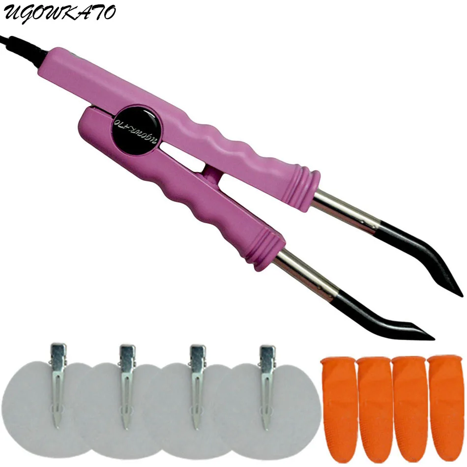 

New Flate Plate Hair Extension Fusion Iron Tool EU Plug Heat Iron Wand Gun Connector Full Kit