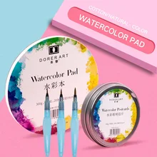 Mini Portable 300gsm Watercolor Paper Pad Acid Free Cotton For Hand Painted Watercolor Paint Paper Postcard Free Paint Brush