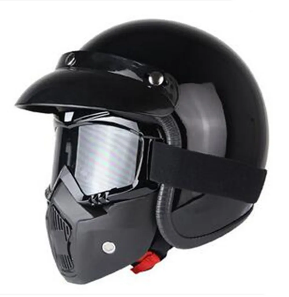 Мотоциклетный шлем, 3/4, с открытым лицом, винтажный, Casco, мото, реактивный скутер, велосипедный шлем, ретро, DOT, одобренный, мотоциклетный шлем - Цвет: Brown lining