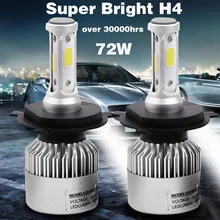 Super Brilhante DRL Auto Nevoeiro Farol S2 H1 H3 H4 H7 H8/H11 9005 9006 COB LEVOU Farol Do Carro bulbo 72 w 8000LM 6500 k 12 v Estilo Do Carro
