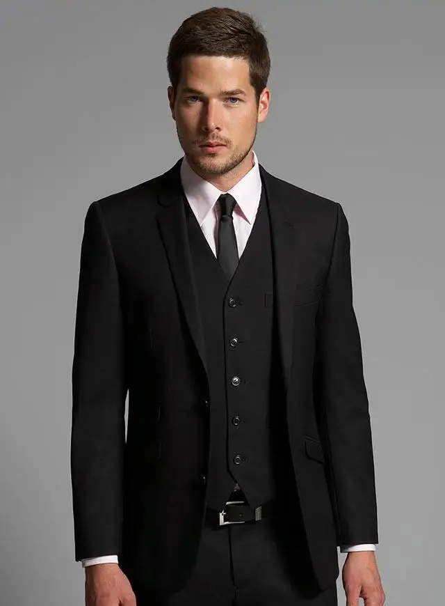 Generous Black Suit Mens Wedding Suits 2019 Notched Lapel Mens Wedding ...