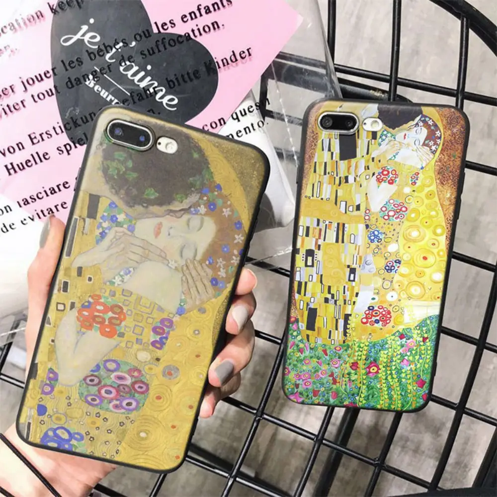 Чехол OUTMIX The Kiss By Gustav Klimt Caso Fall Przypadku Coque Cover для IPhone X 10 XS max XR 6S 6 7 8 Plus | Мобильные