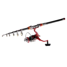 Углеродное волокно телескопическая удочка и Катушка Combos спиннинговая Удочка 2,1 М 2,4 М 2,7 м Морской рыболовный комплект тяг