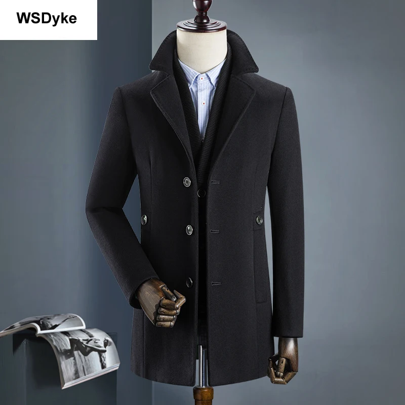 2020 Medium Long Thick Detachable Liner Men Wool Coat High Quality Turn Down Collar Casacos Masculino 2020 Medium Long Thick Detachable Liner Men Wool Coat High Quality Turn Down Collar Casacos Masculino